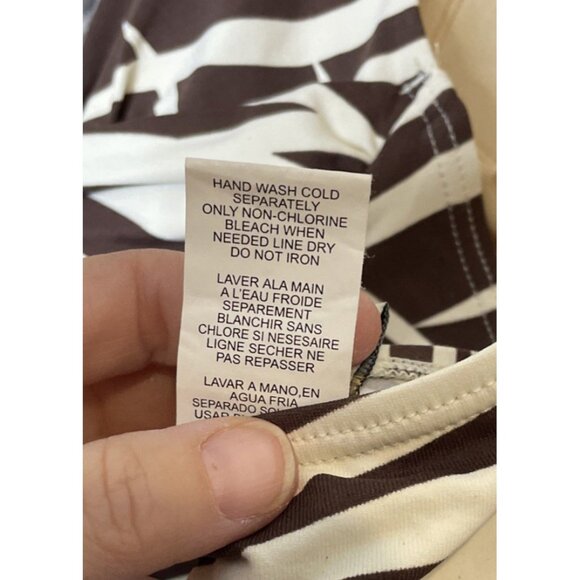 Tommy Bahama Womens Size 10 Brown Zebra Print Swimsuit Halter One Piece Ruched - Picture 6 of 8